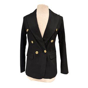 Black Banana Republic Double-Breasted Blazer With Gold Buttons For Women